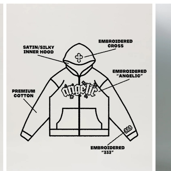 Angelic Motion Gray Hoodie Zip Up Sweater Size L - Picture 3 of 3